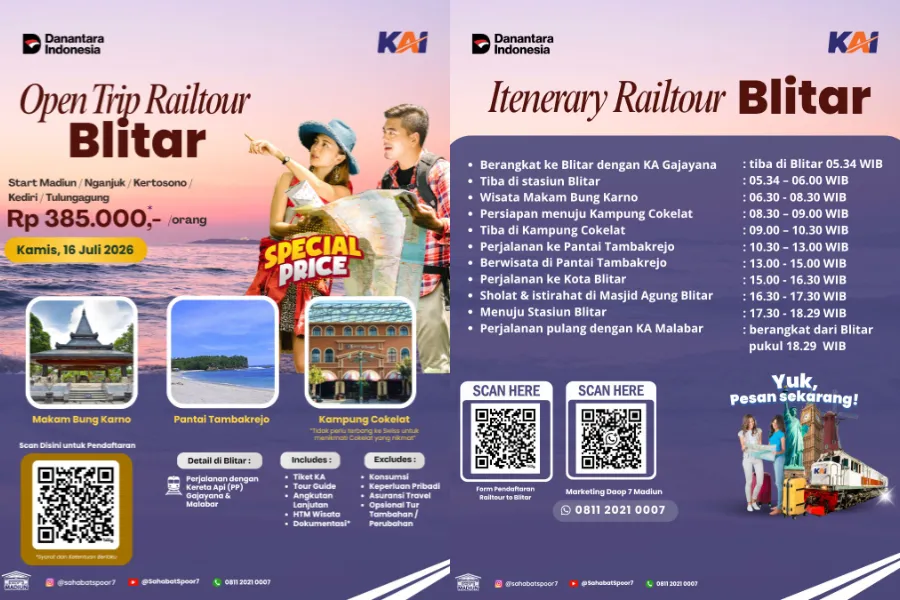 Ilustrasi rail tour blitar untuk artikel KAI Daop 7 Buka Open Trip Rail Tour Blitar Juli 2026